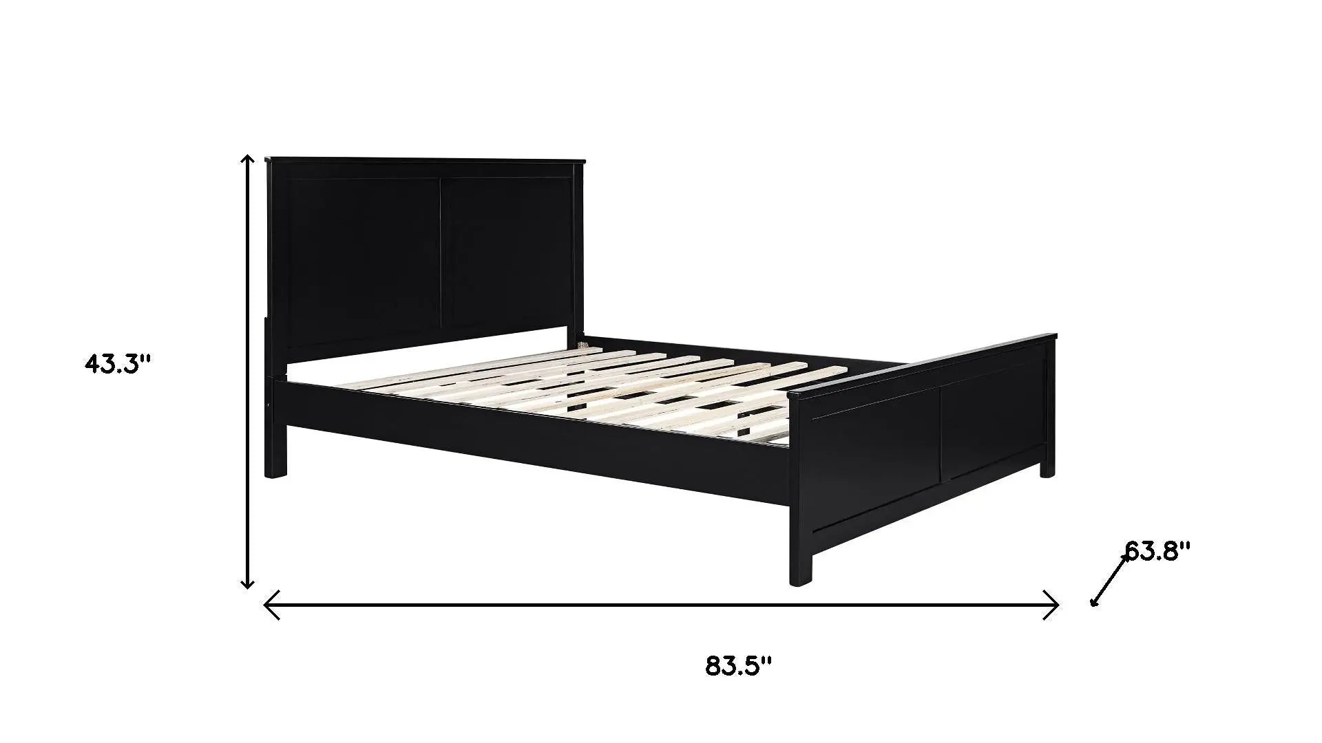 Black Solid Wood Queen Bed Frame With Drawers Homeroots Bed & Bath