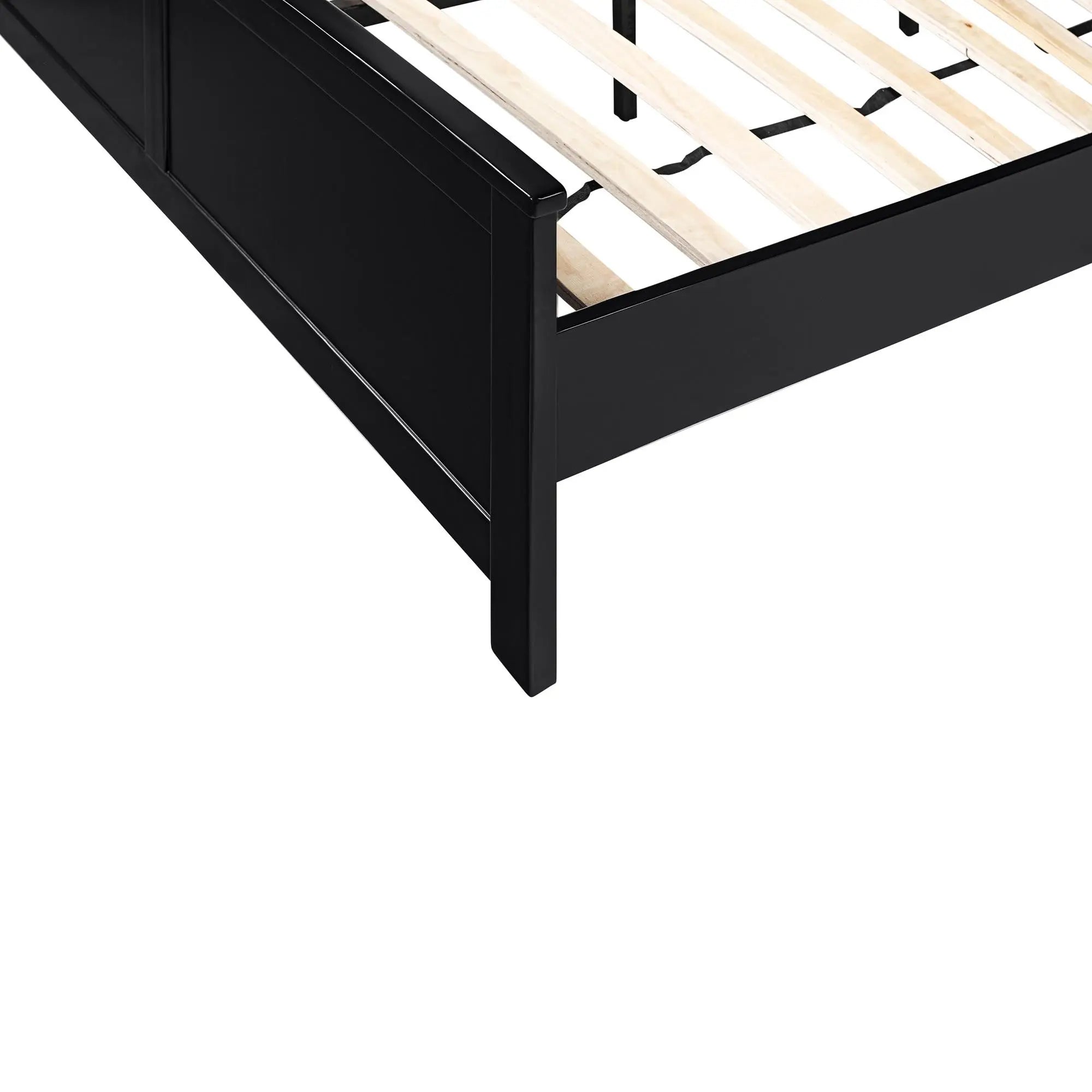Black Solid Wood Queen Bed Frame With Drawers Homeroots Bed & Bath