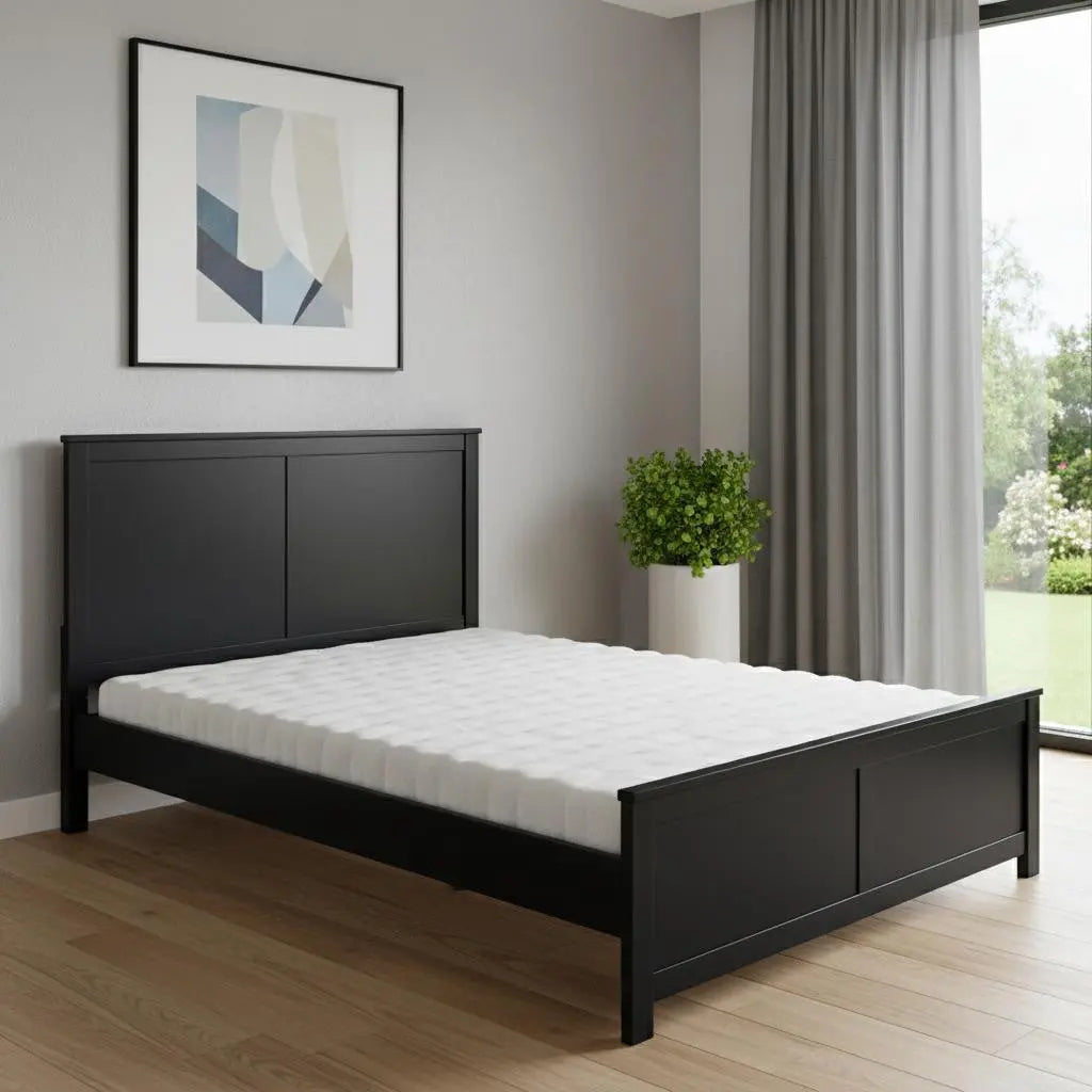 Black Solid Wood Queen Bed Frame With Drawers Homeroots Bed & Bath