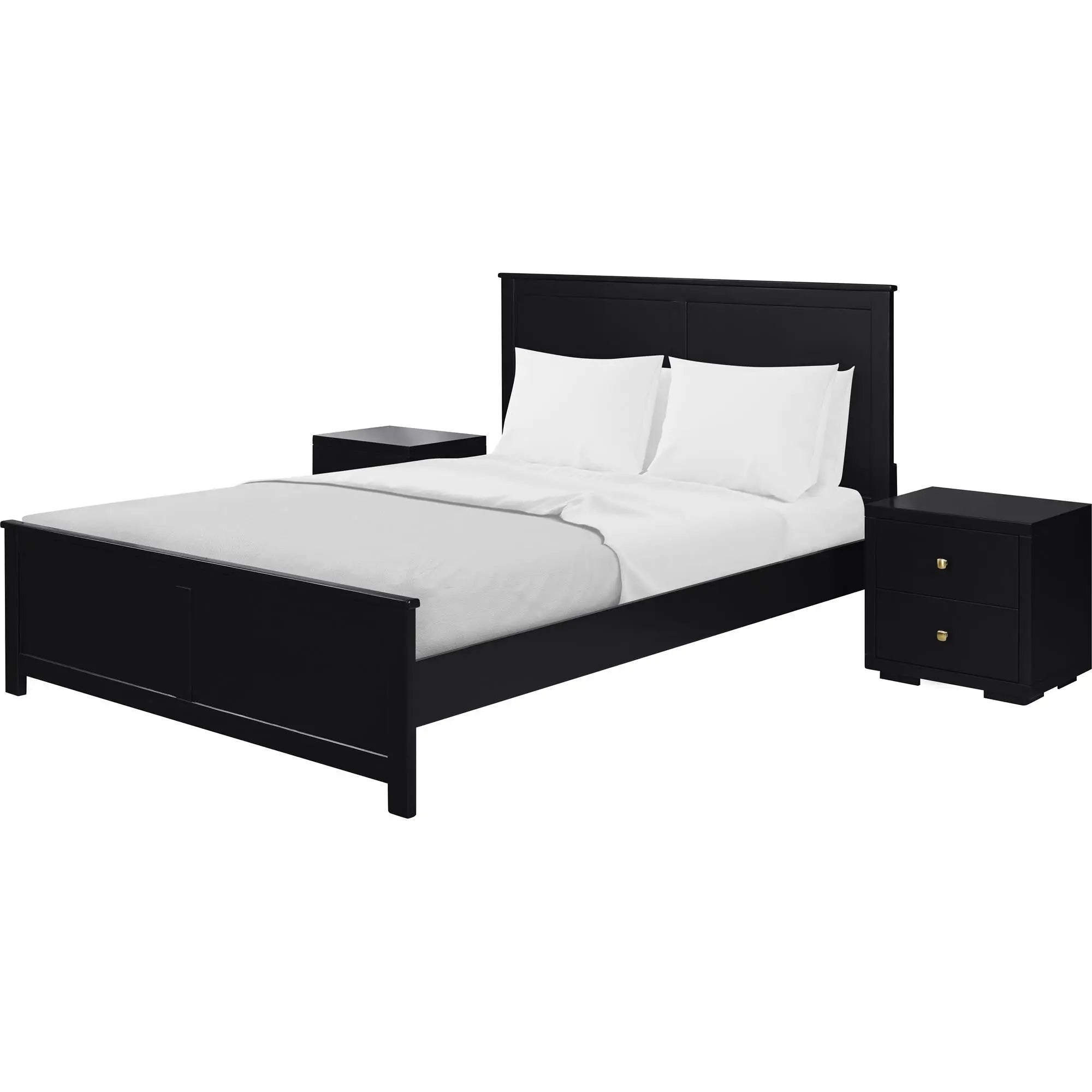 Black Solid Wood Queen Bed Frame With Drawers Homeroots Bed & Bath