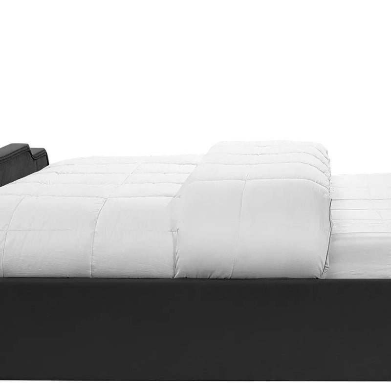 Black Solid Wood Queen Tufted Upholstered Velvet Bed with Nailhead Trim Homeroots Bed & Bath