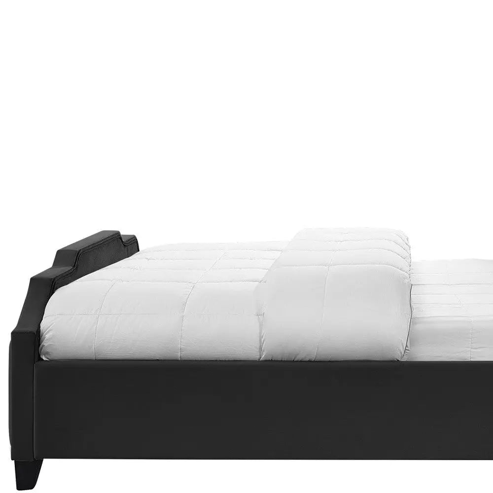 Black Solid Wood Queen Tufted Upholstered Velvet Bed with Nailhead Trim Homeroots Bed & Bath