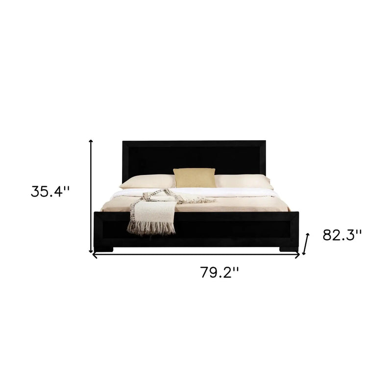 Black Solid and Manufactured Wood King Bed Frame Homeroots Bed & Bath