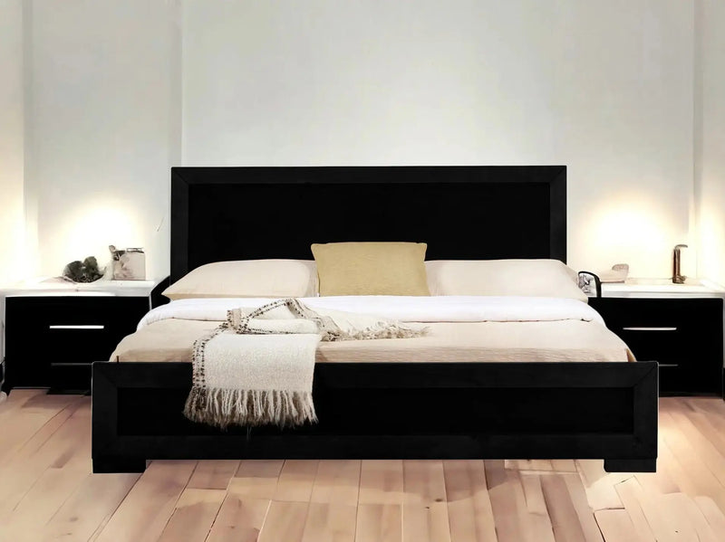 Black Solid and Manufactured Wood King Bed Frame Homeroots Bed & Bath