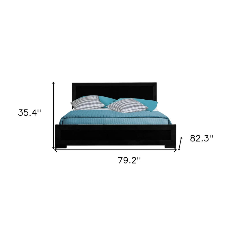 Black Solid and Manufactured Wood King Bed Frame Homeroots Bed & Bath