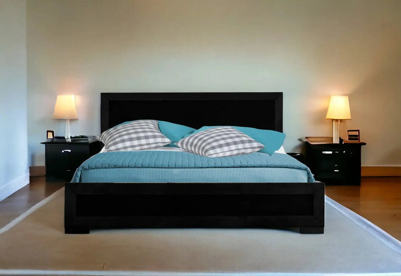 Black Solid and Manufactured Wood King Bed Frame Homeroots Bed & Bath