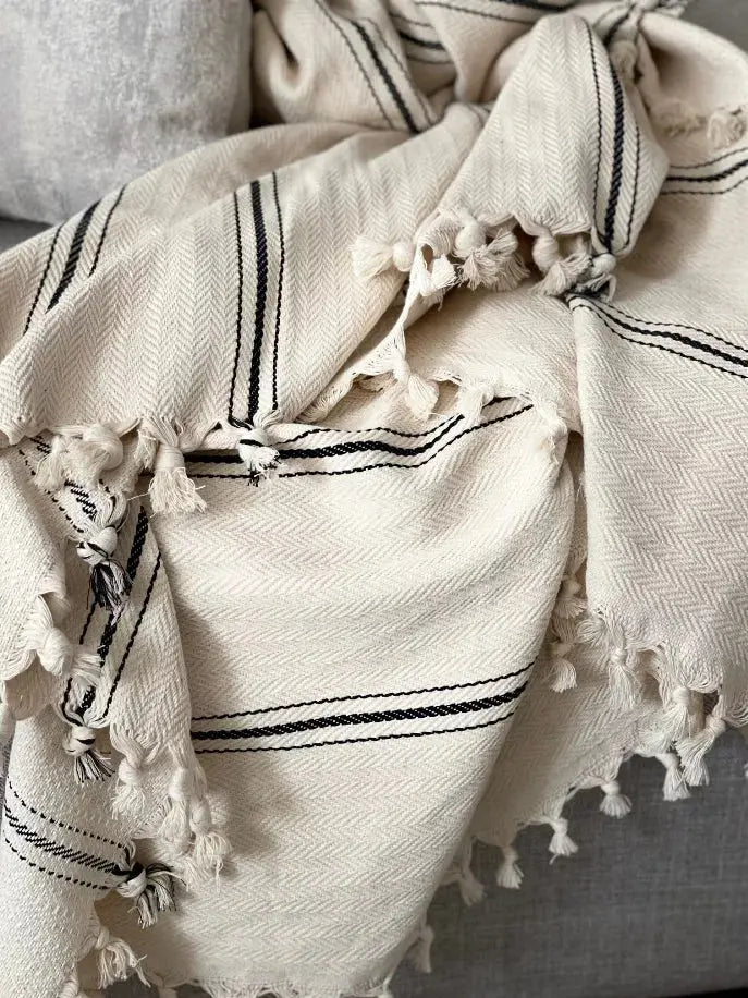Black Striped Cream Bedspread Basic Layers