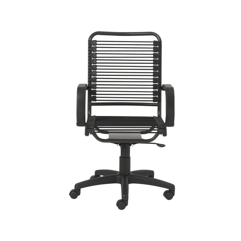 Black Swivel Adjustable Task Chair Bungee Back Steel Frame Homeroots Office