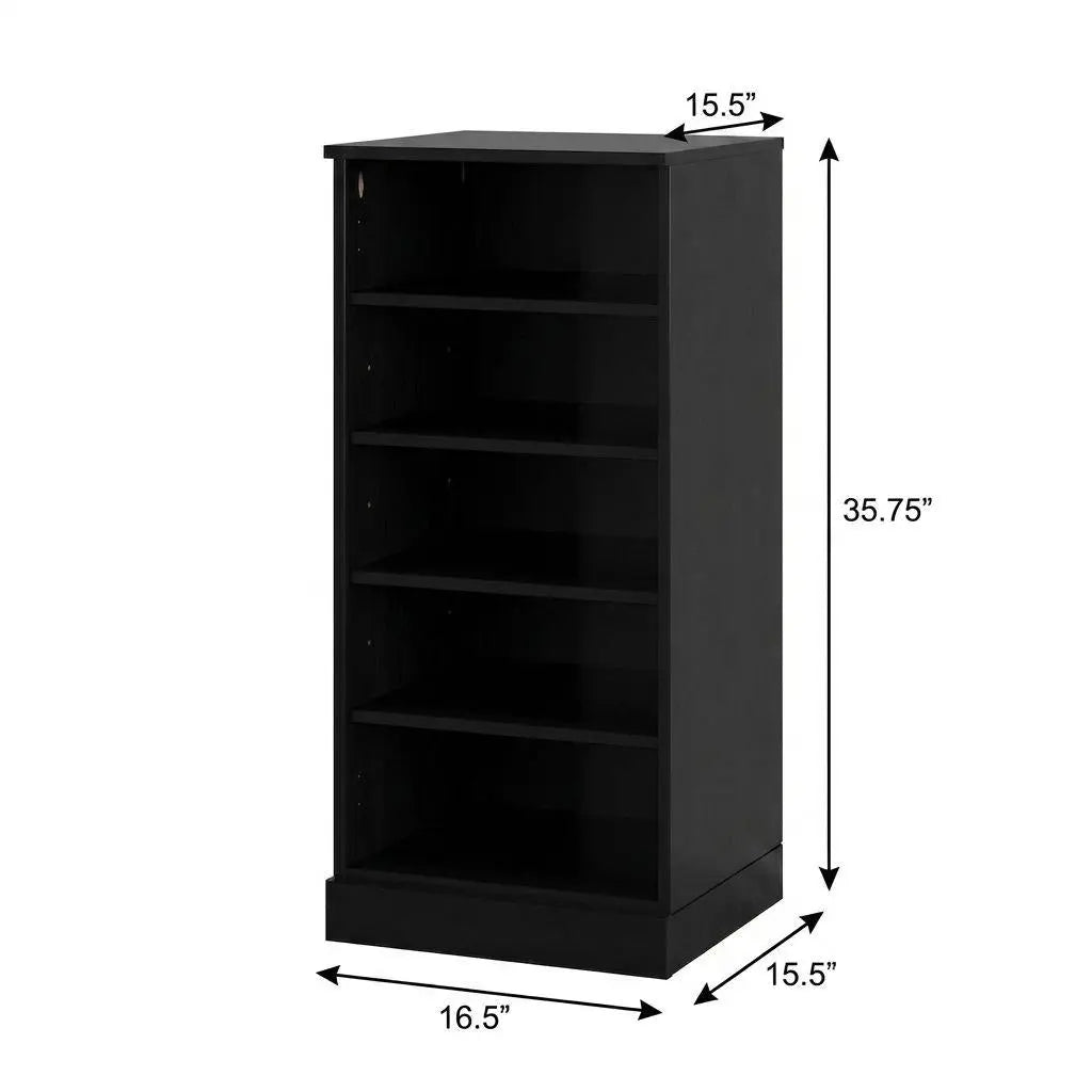 Black Ten Pair Solid WoodShoe Storage Cabinet Homeroots Organization