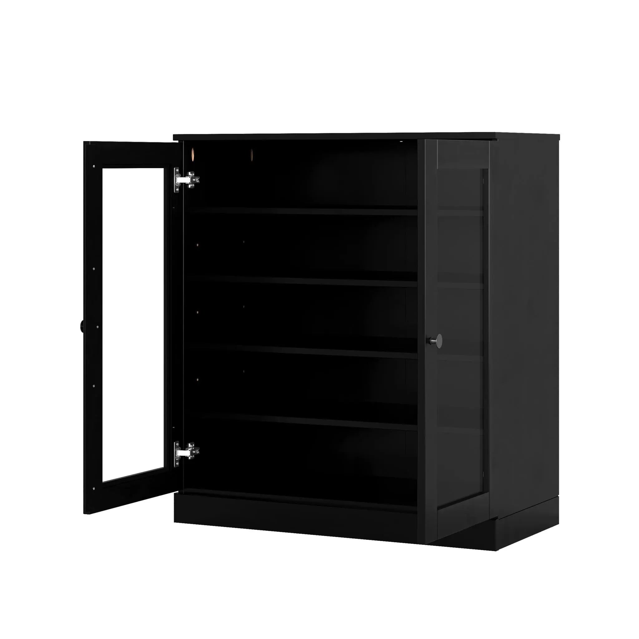Black Twenty Pair Solid WoodShoe Storage Cabinet Homeroots Organization
