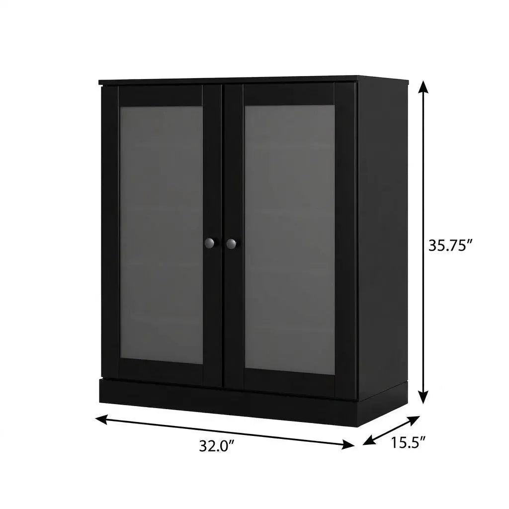 Black Twenty Pair Solid WoodShoe Storage Cabinet Homeroots Organization