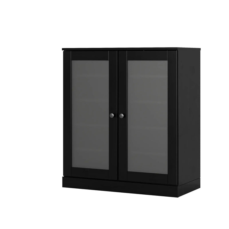 Black Twenty Pair Solid WoodShoe Storage Cabinet Homeroots Organization