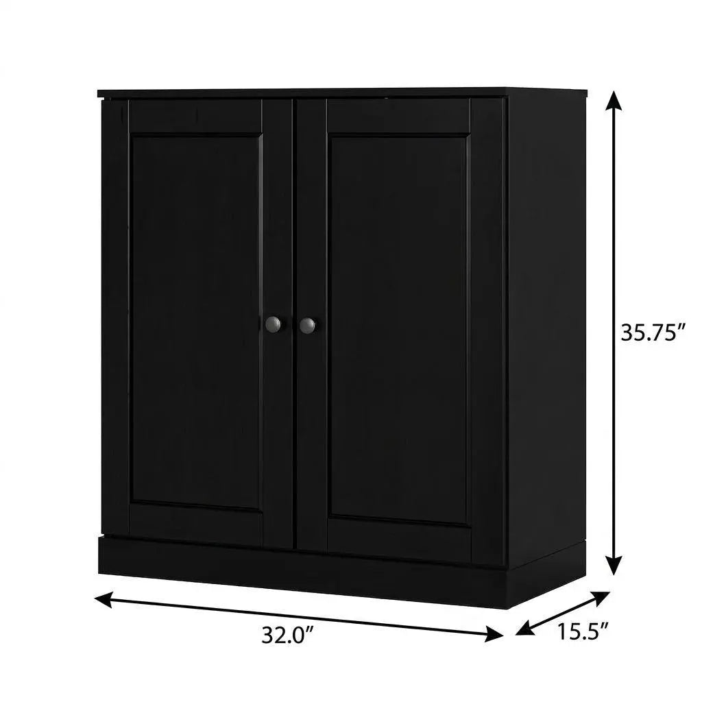 Black Twenty Pair Solid WoodShoe Storage Cabinet Homeroots Organization