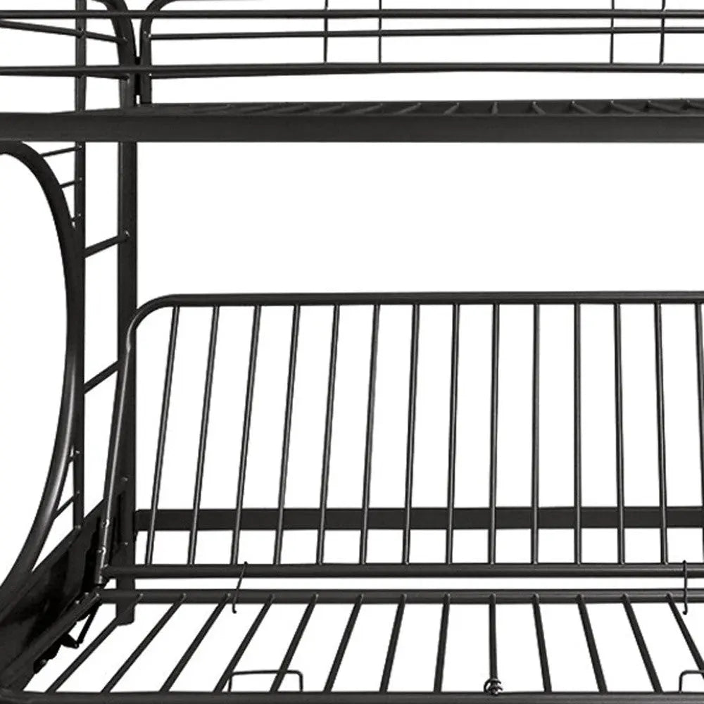 Black Twin Over Full Contemporary Metal Bunk Bed - GreatEagleInc