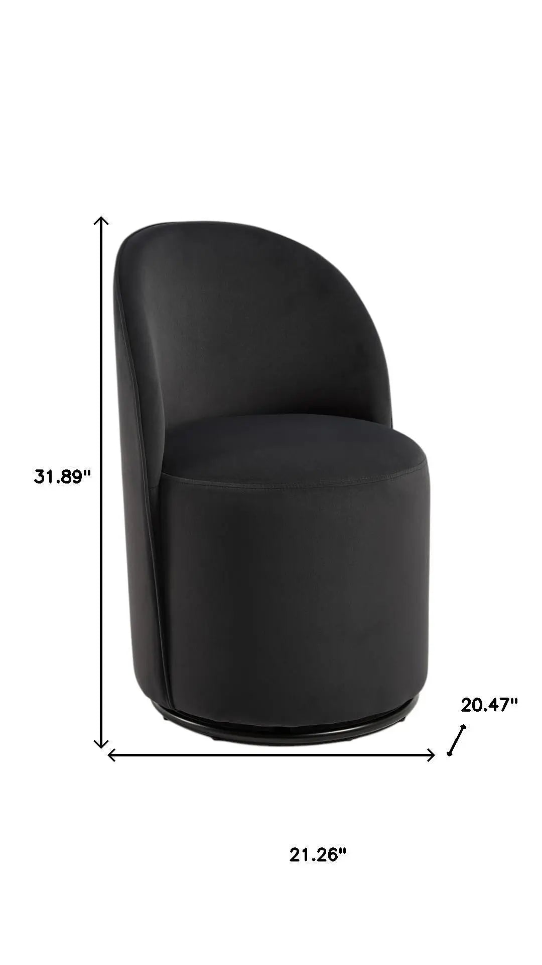 Black Velvet Curved Back Swivel Dining Arm Chair Homeroots Kitchen & Dining