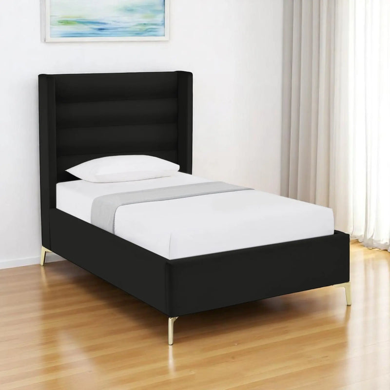 Black Velvet Upholstered Full Bed Frame Homeroots Bed & Bath