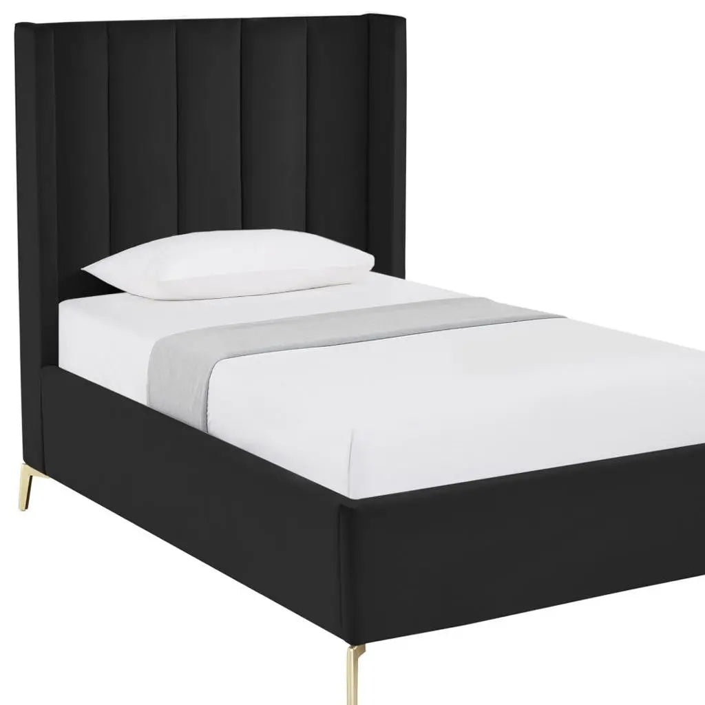 Black Velvet Upholstered Full Bed Frame Homeroots Bed & Bath