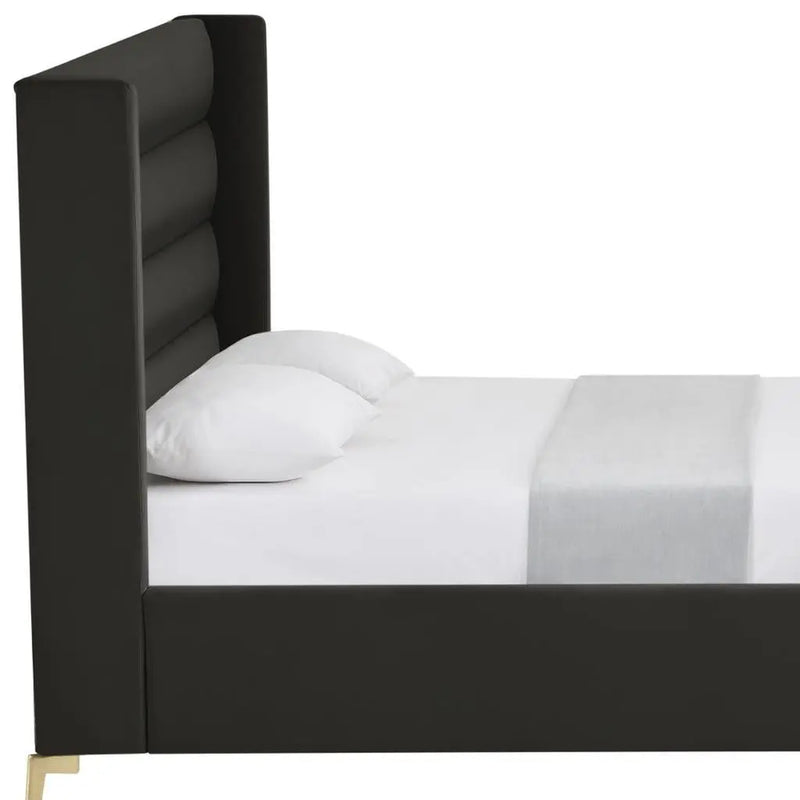 Black Velvet Upholstered King Bed Frame Homeroots Bed & Bath