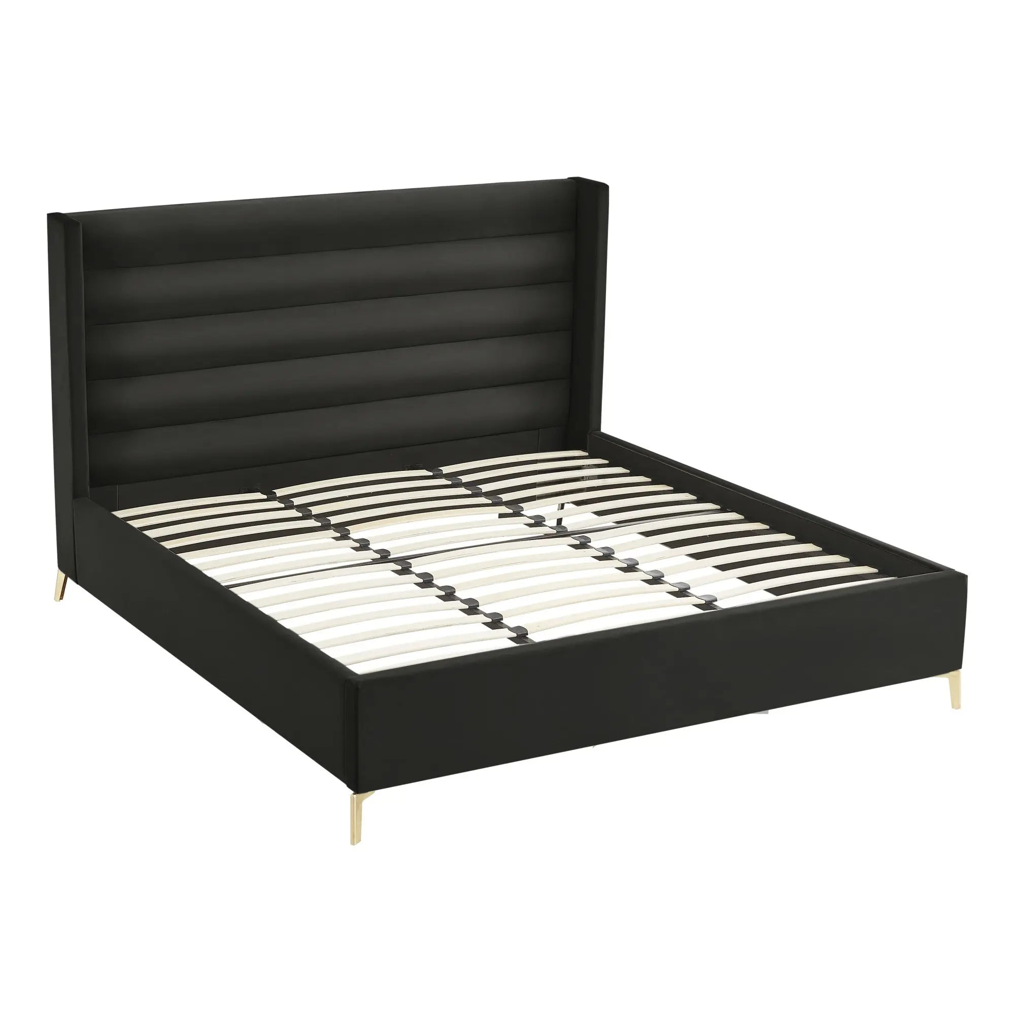 Black Velvet Upholstered King Bed Frame Homeroots Bed & Bath