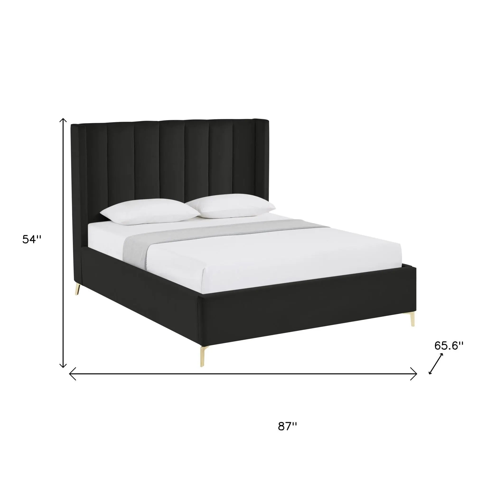 Black Velvet Upholstered Queen Bed Frame Homeroots Bed & Bath