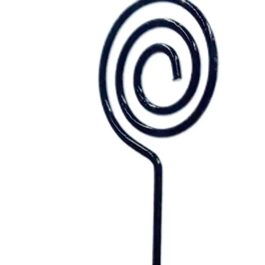 Black spiral metal garden stake, durable iron construction, perfect for decorative plant support or marking garden features.