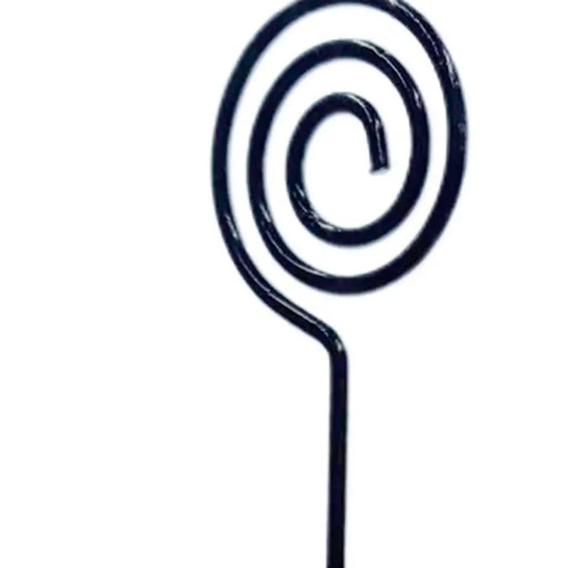 Black spiral metal garden stake, durable iron construction, perfect for decorative plant support or marking garden features.