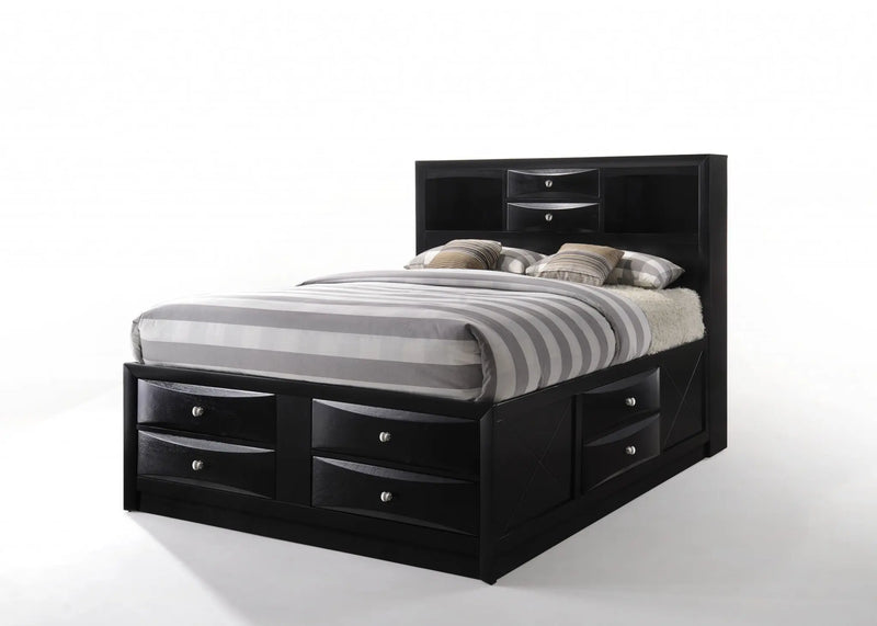 Black Wood Full With Ten Drawers Bed Frame Homeroots Bed & Bath