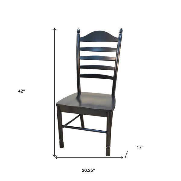 Black Wood Ladder Back Dining Side Chair Homeroots Kitchen & Dining