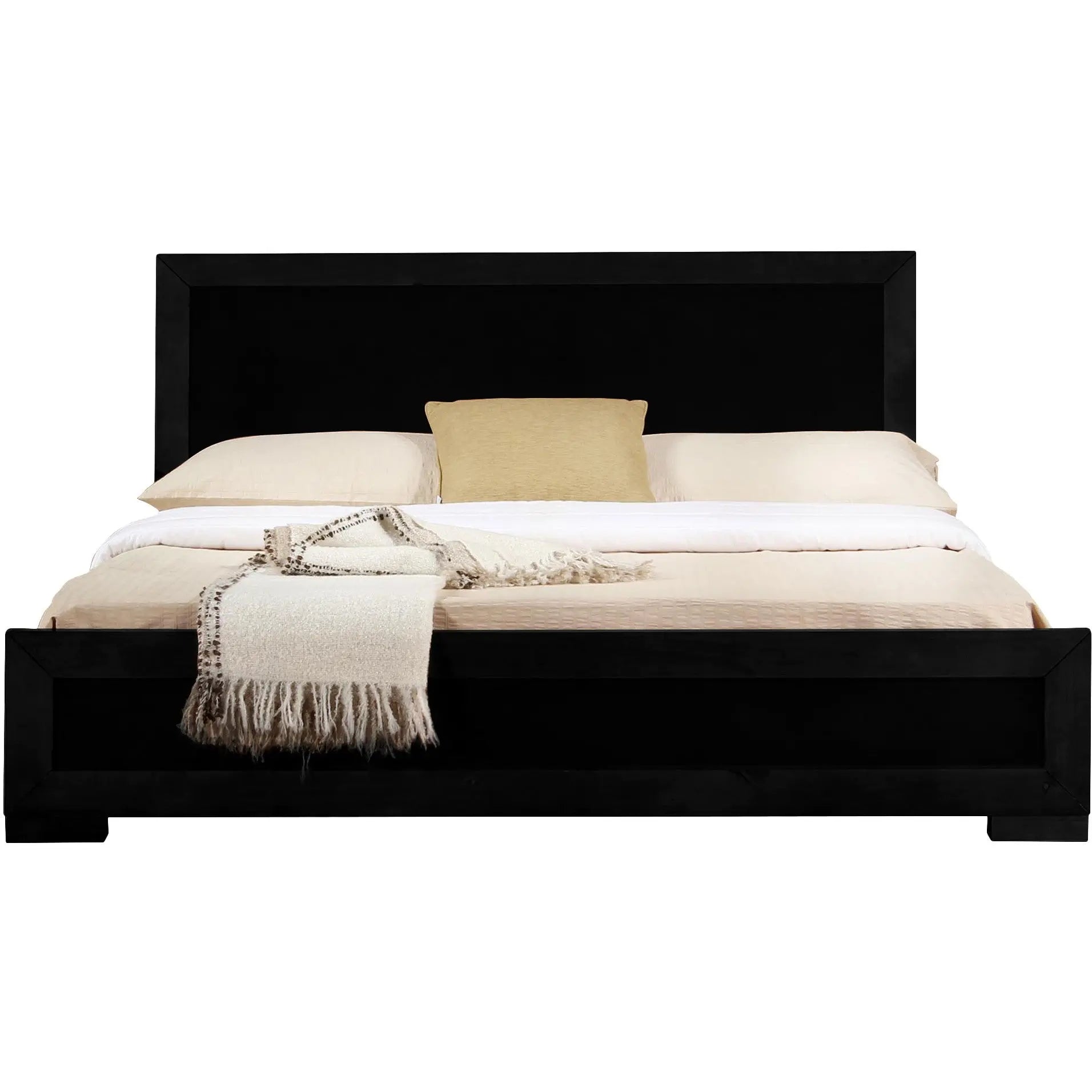 Black Wood Queen Bed Frame Homeroots Bed & Bath