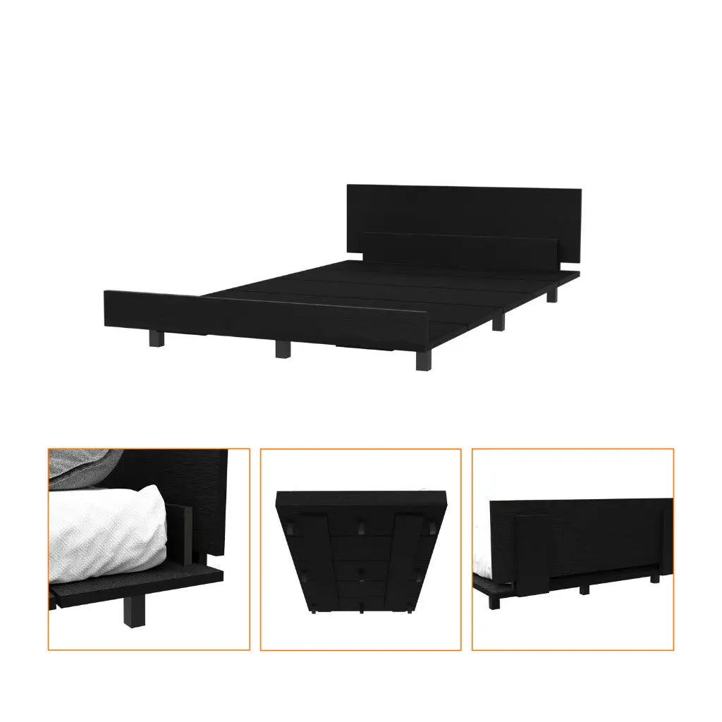Black Wood Twin Bed Frame Homeroots Bed & Bath