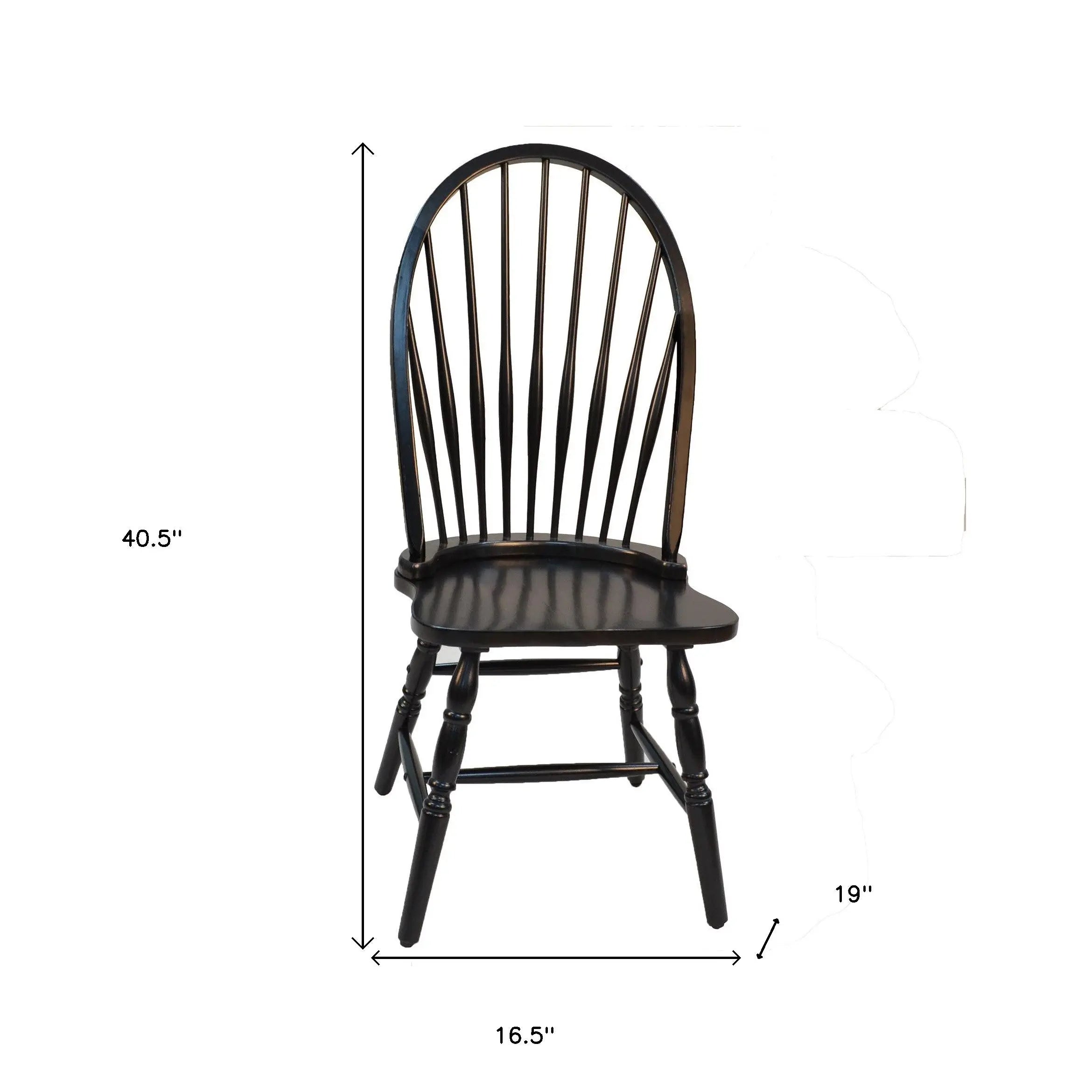 Black Wood Windsor Back Dining Side Chair Homeroots Kitchen & Dining