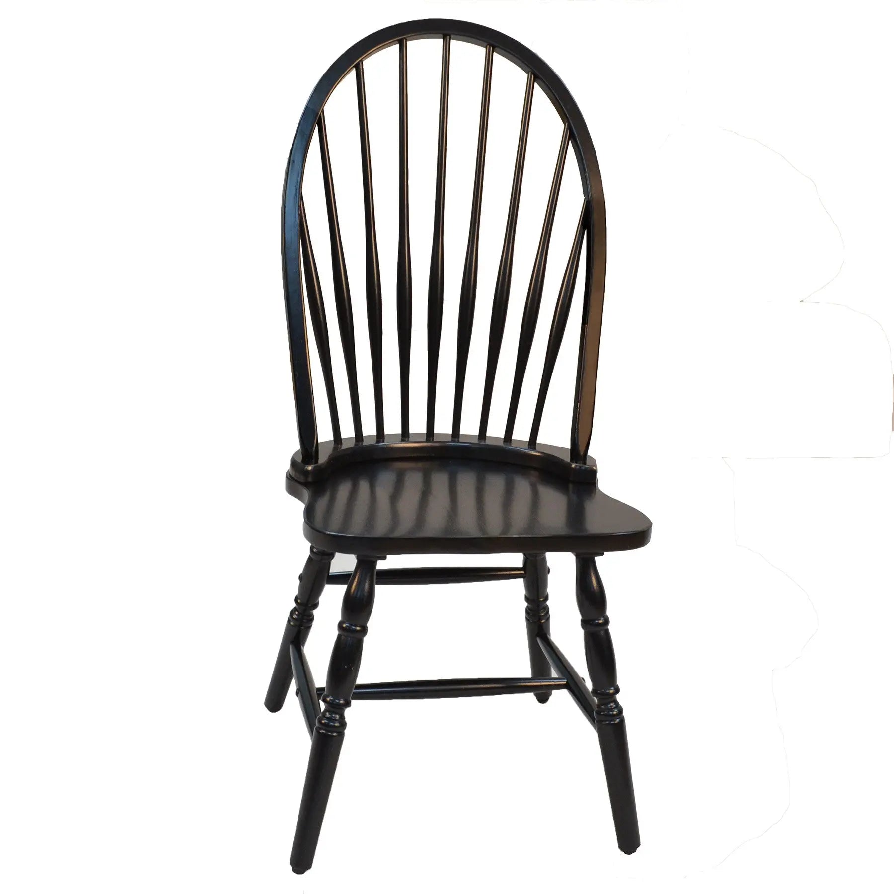 Black Wood Windsor Back Dining Side Chair Homeroots Kitchen & Dining