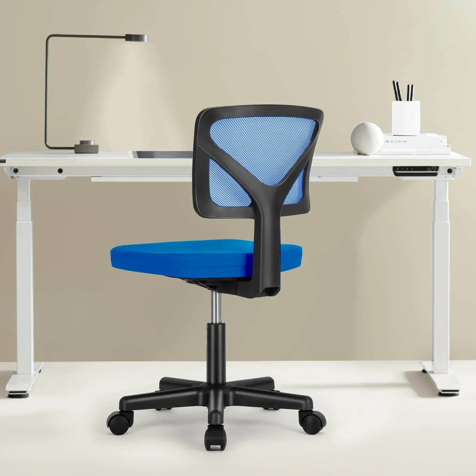 Black and Blue Adjustable Height Swivel Rolling Office Chair Homeroots Office