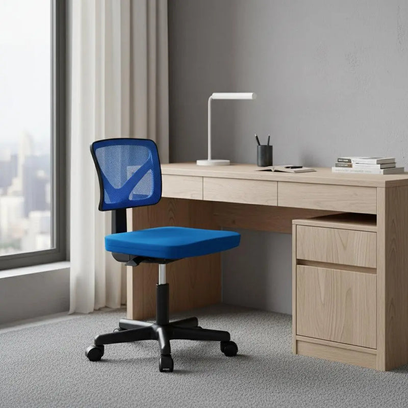 Black and Blue Adjustable Height Swivel Rolling Office Chair Homeroots Office