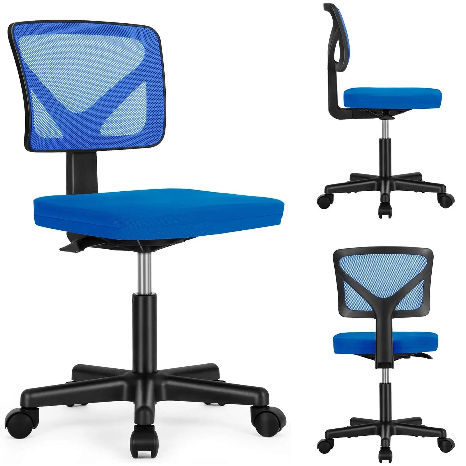 Black and Blue Adjustable Height Swivel Rolling Office Chair Homeroots Office