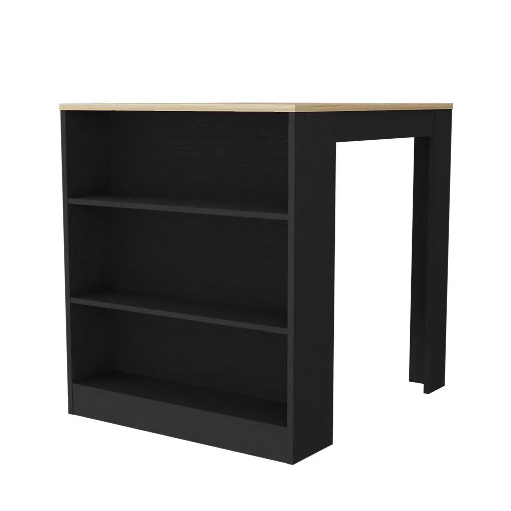 Black and Brown 36" Kitchen Island With Storage Homeroots Kitchen & Dining