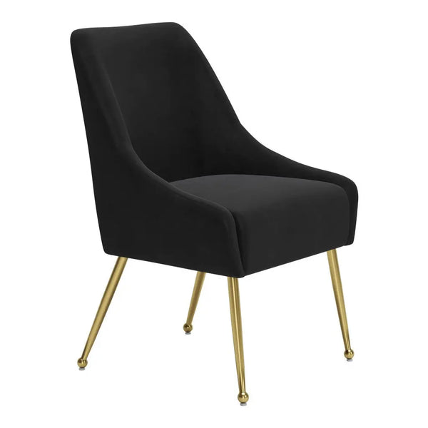 Black and Gold Upholstered Velvet Dining Side Chair - GreatEagleInc
