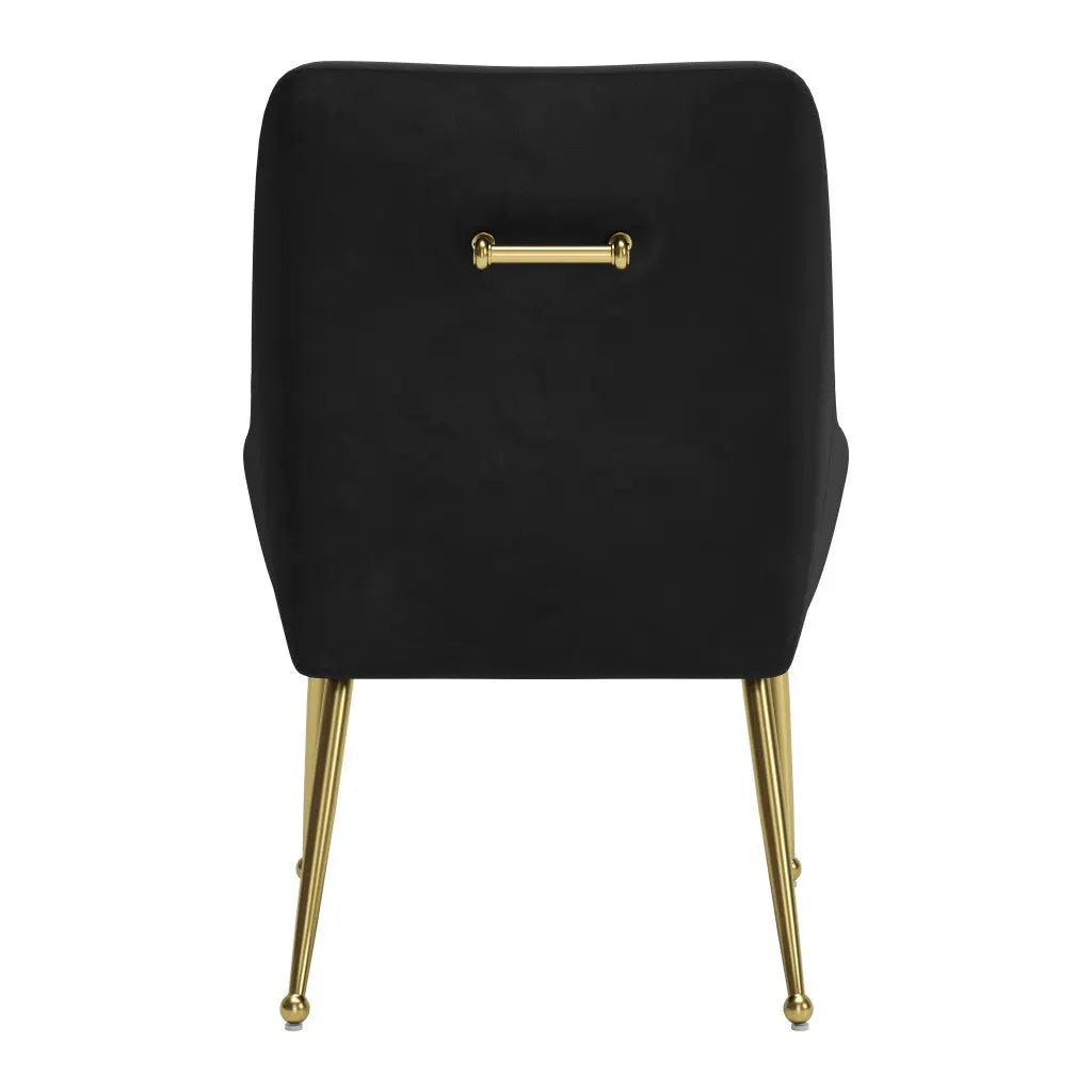 Black and Gold Upholstered Velvet Dining Side Chair - GreatEagleInc