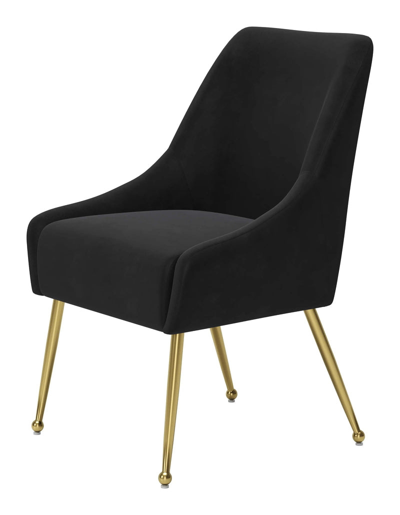Black and Gold Upholstered Velvet Dining Side Chair - GreatEagleInc
