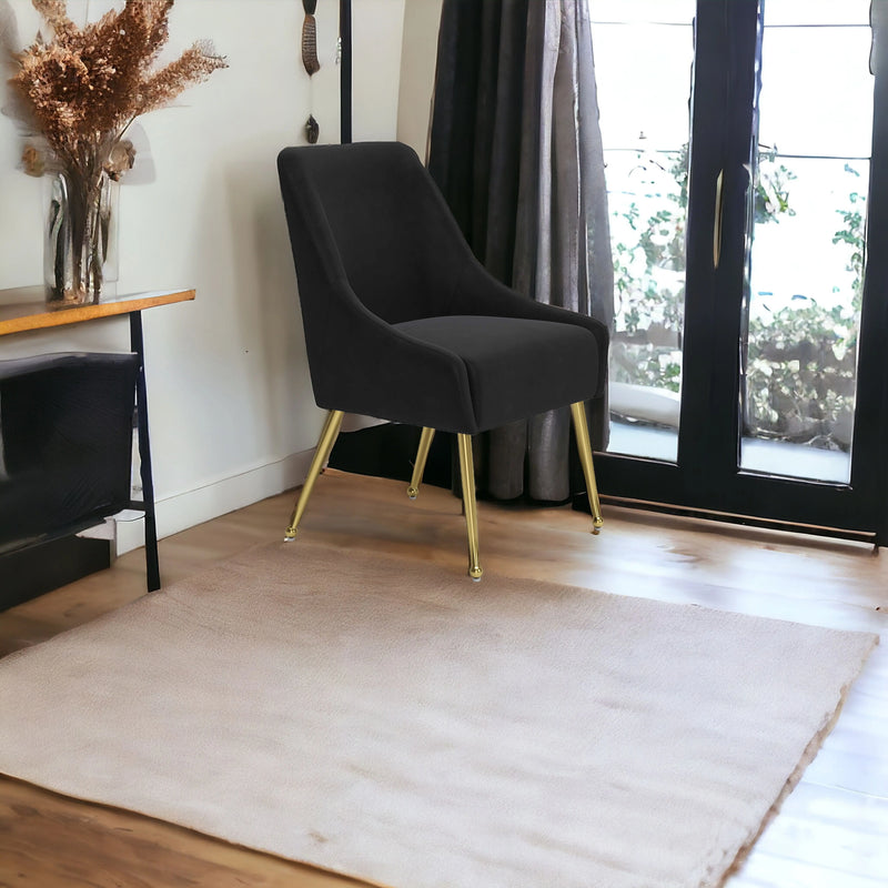 Black and Gold Upholstered Velvet Dining Side Chair - GreatEagleInc