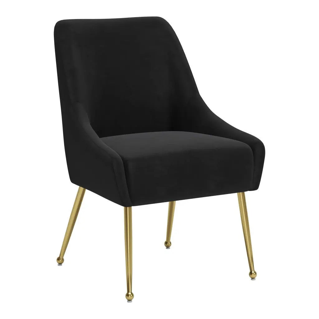 Black and Gold Upholstered Velvet Dining Side Chair - GreatEagleInc