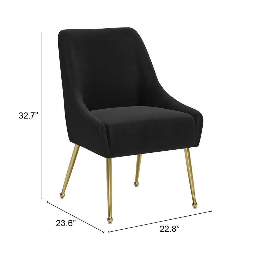 Black and Gold Upholstered Velvet Dining Side Chair - GreatEagleInc