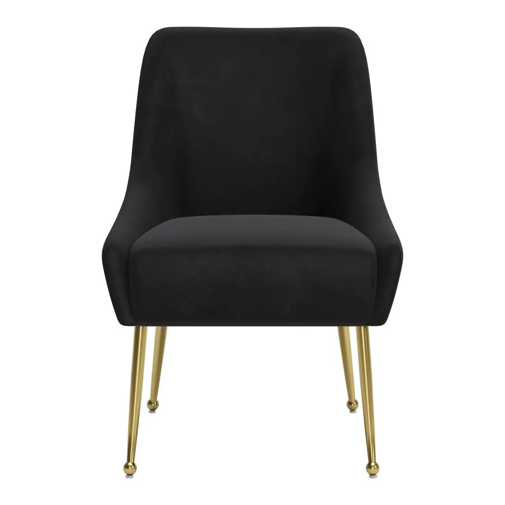 Black and Gold Upholstered Velvet Dining Side Chair - GreatEagleInc
