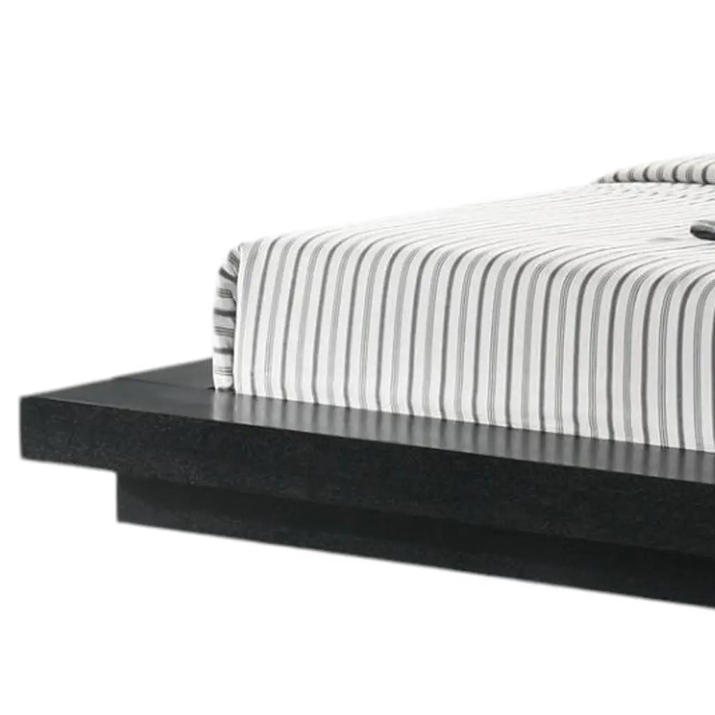 Black and Gray Wood And Faux Leather King Bed Frame With Attached Nightstands Homeroots Bed & Bath