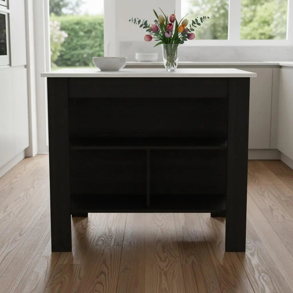 Black and Ivory 41" Kitchen Island With Storage Homeroots Kitchen & Dining