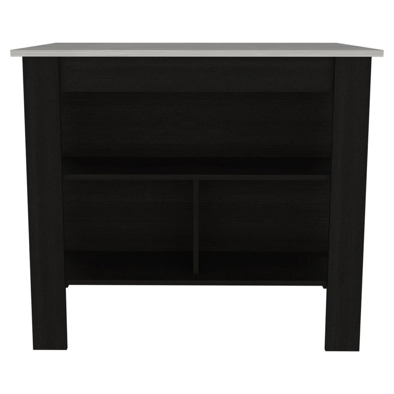 Black and Ivory 41" Kitchen Island With Storage Homeroots Kitchen & Dining
