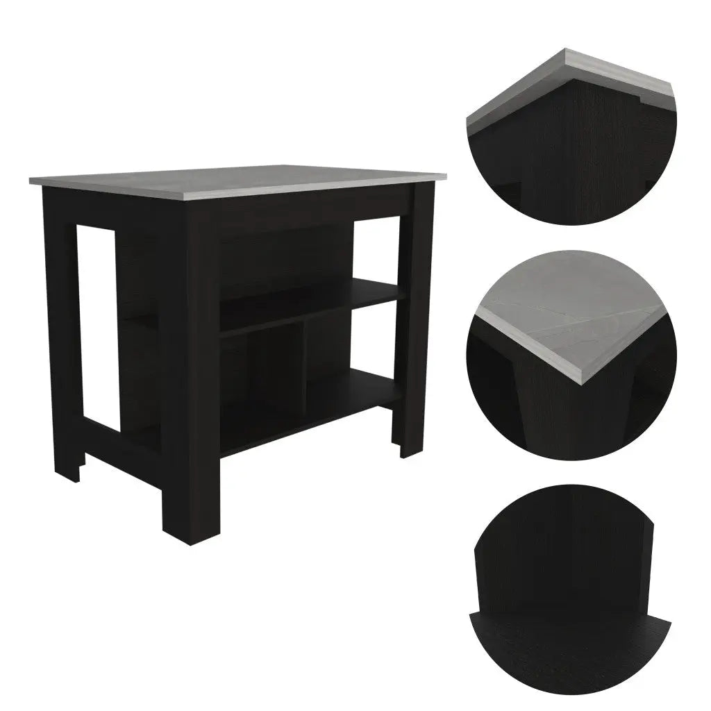 Black and Ivory 41" Kitchen Island With Storage Homeroots Kitchen & Dining