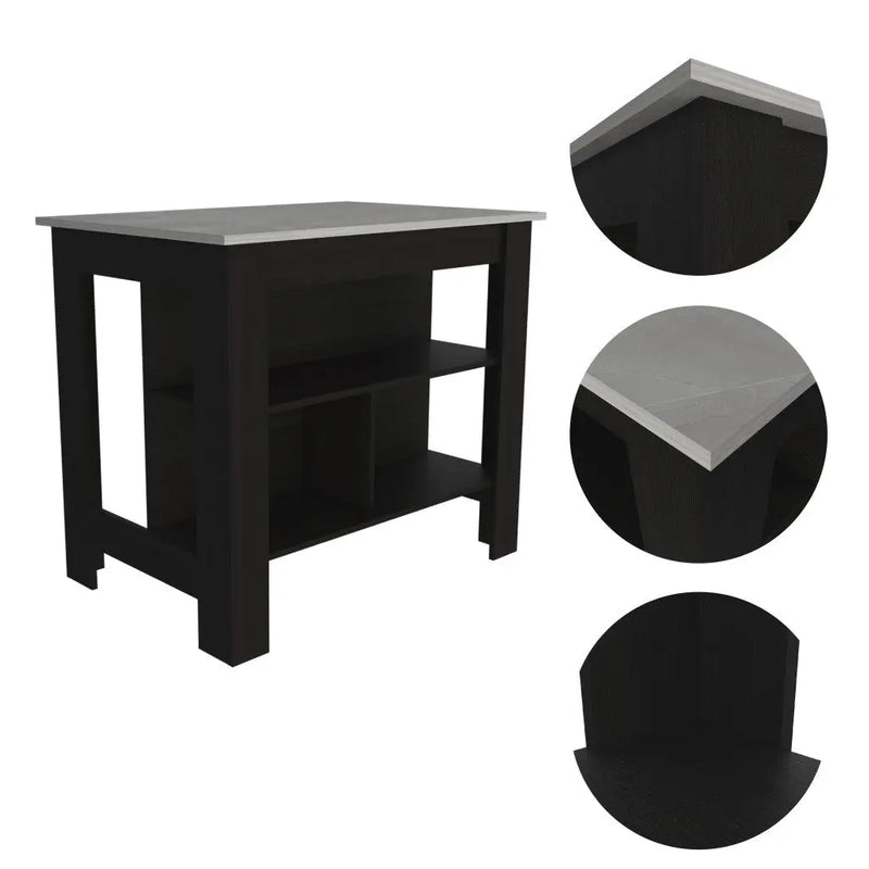 Black and Ivory 41" Kitchen Island With Storage Homeroots Kitchen & Dining