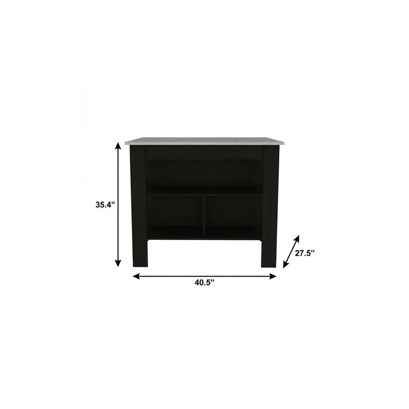 Black and Ivory 41" Kitchen Island With Storage Homeroots Kitchen & Dining