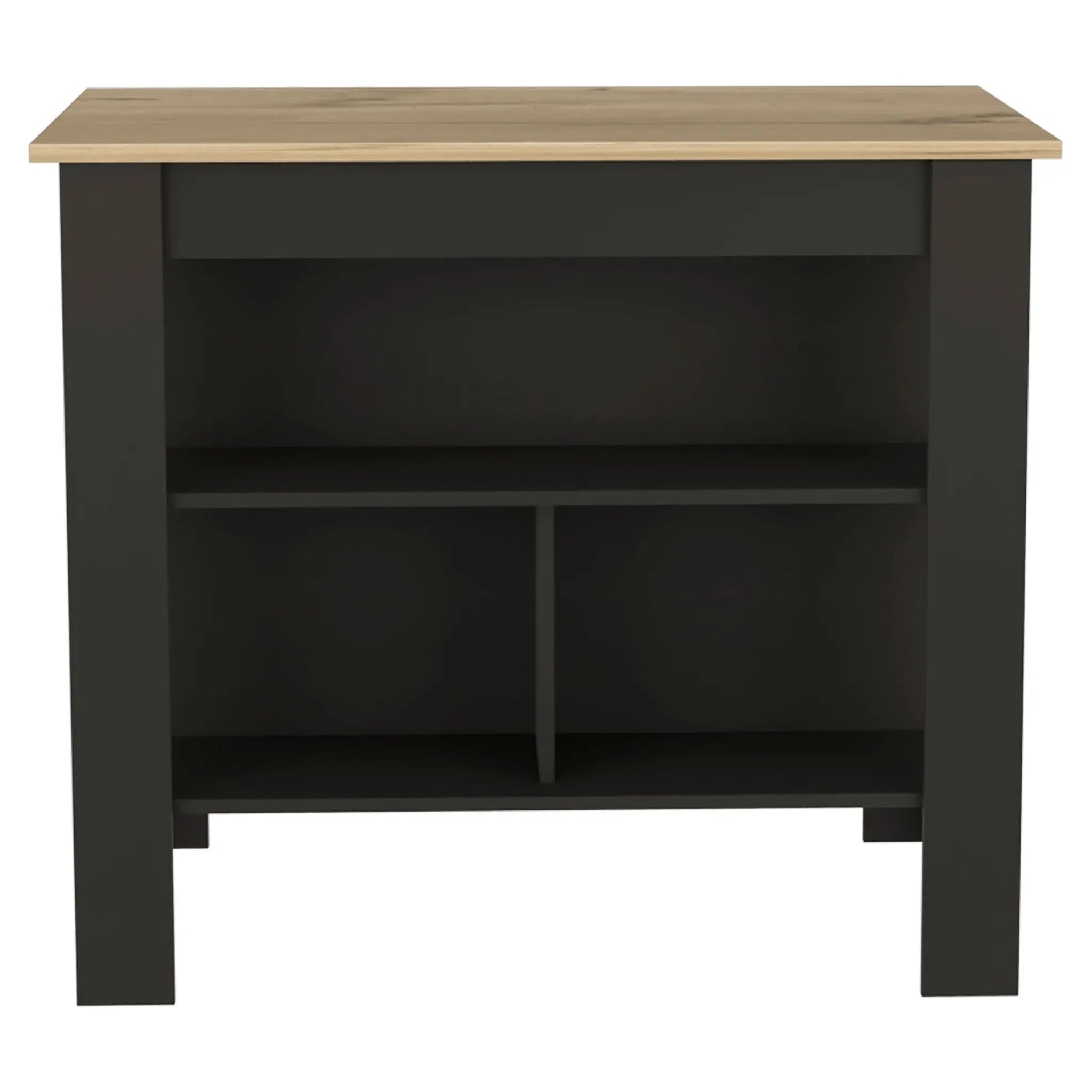 Black and Oak 41" Kitchen Island With Storage Homeroots Kitchen & Dining